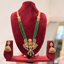 JCM Temple Inspired Pota Stone And Pearl Long Necklace Set