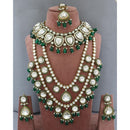 JCM Royal Kundan Stone Pearl And Beads Double Layer Necklace Set
