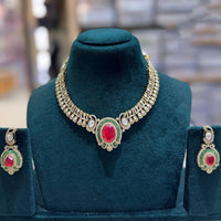 JCM Designer Polki Kundan Stone Statement Necklace Set