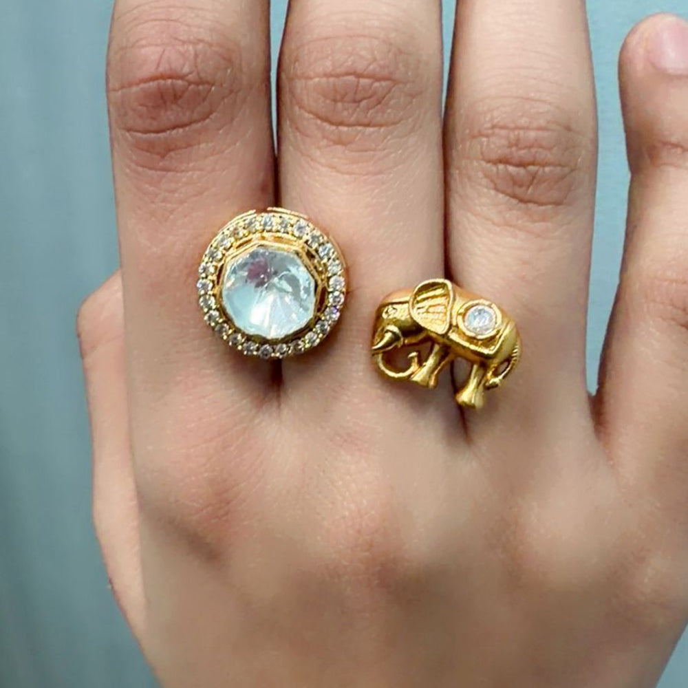 JCM Majestic Elephant Crystal Stone Adjustable Ring