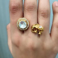 JCM Majestic Elephant Crystal Stone Adjustable Ring