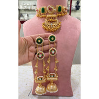 JCM Premium Pota Stone Pearl And Ghungroo Choker Necklace Set