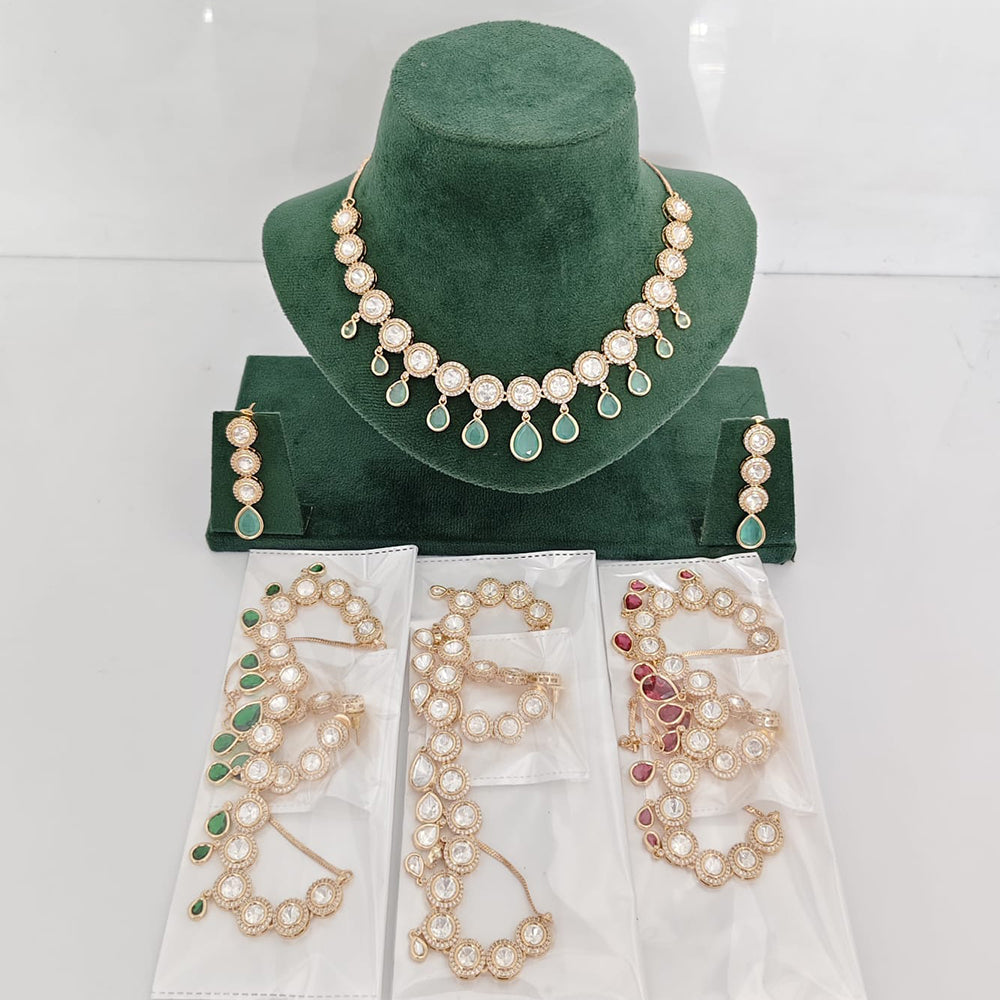 JCM Designer Polki Kundan Stone Necklace Set