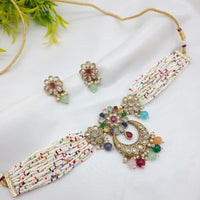 JCM Exclusive Crystal Stone Pearl And Beads Choker Necklace Set
