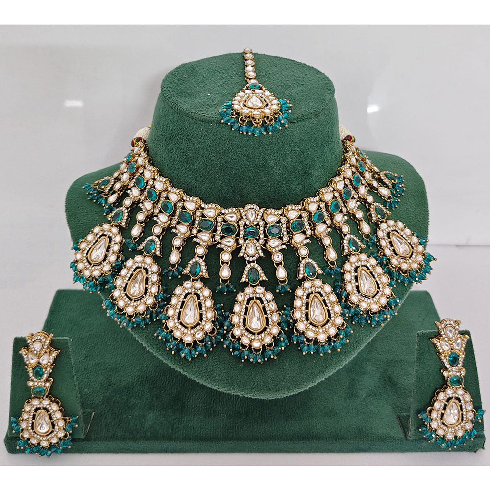 JCM Pota Stone And Austrian Stone Pearl Designer Necklace Set