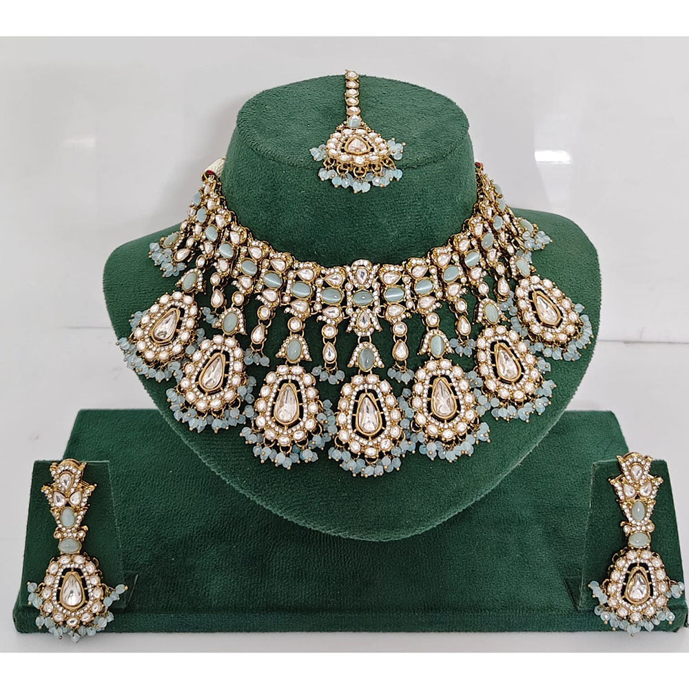 JCM Pota Stone And Austrian Stone Pearl Designer Necklace Set