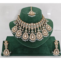 JCM Pota Stone And Austrian Stone Pearl Designer Necklace Set