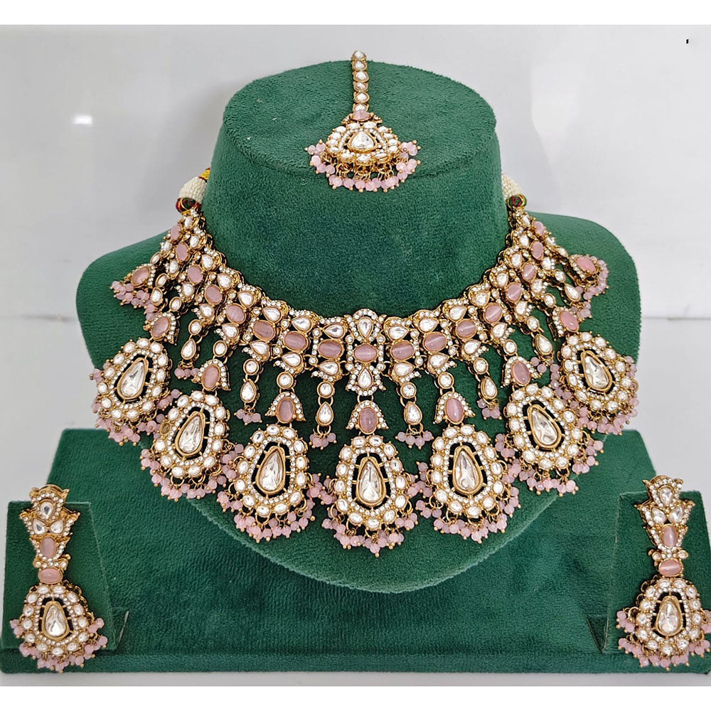 JCM Pota Stone And Austrian Stone Pearl Designer Necklace Set