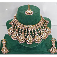 JCM Pota Stone And Austrian Stone Pearl Designer Necklace Set