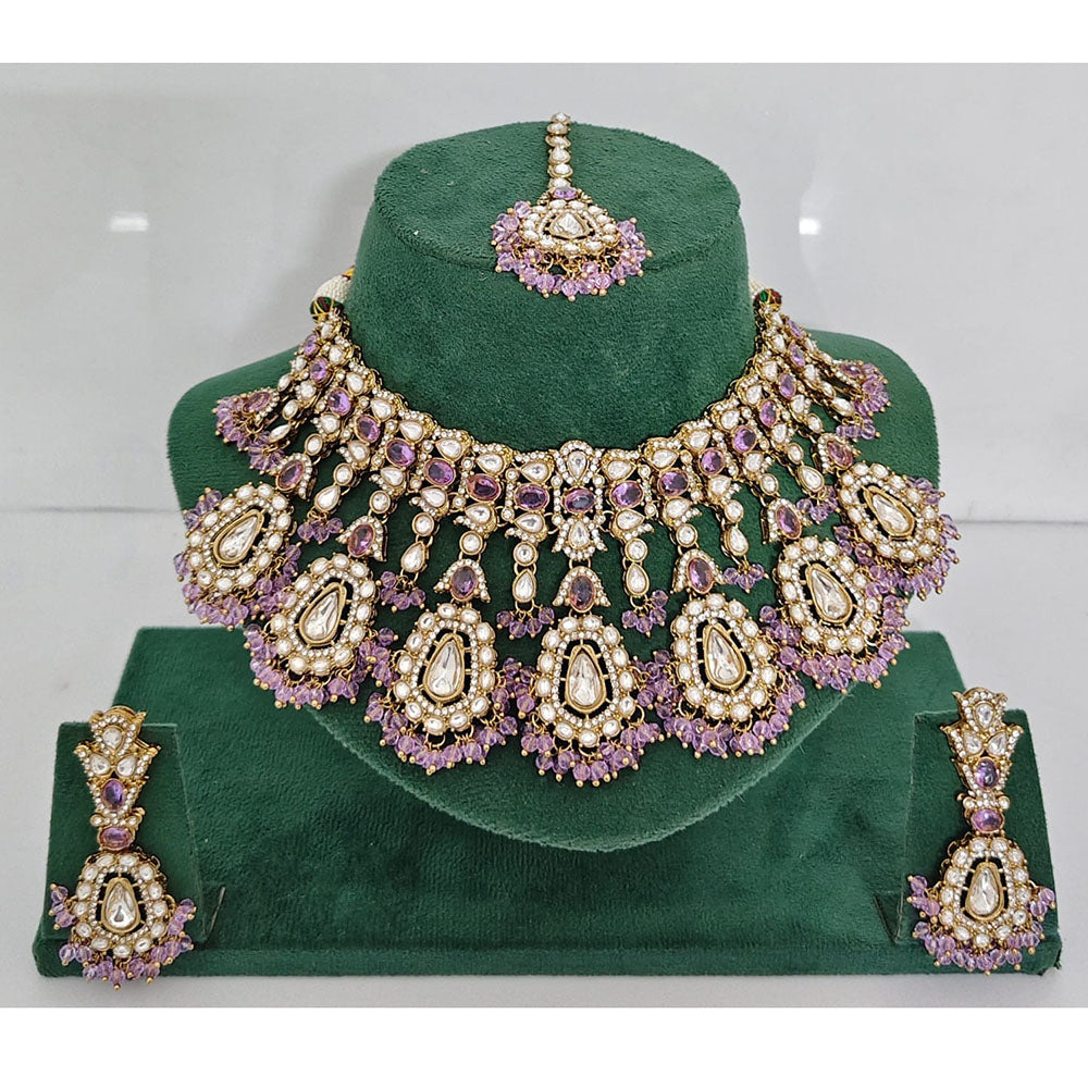 JCM Pota Stone And Austrian Stone Pearl Designer Necklace Set