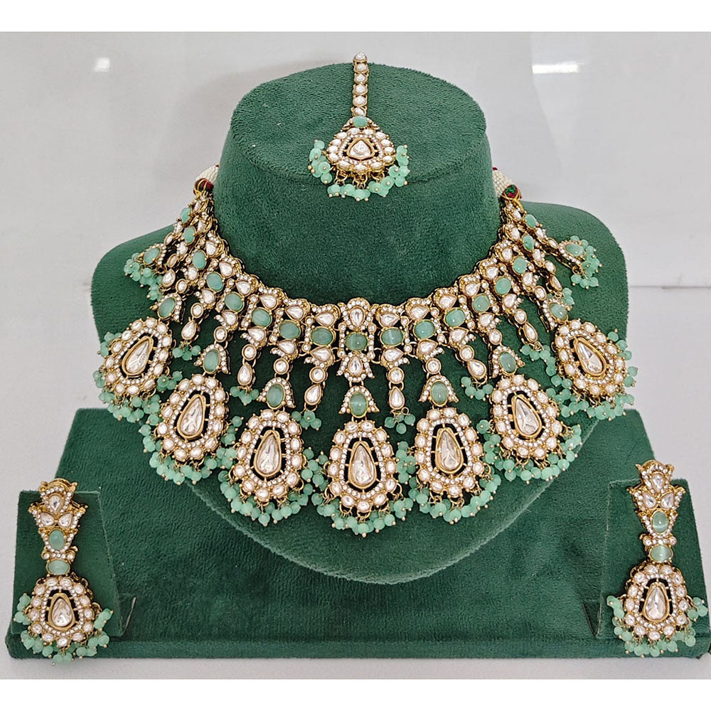 JCM Pota Stone And Austrian Stone Pearl Designer Necklace Set