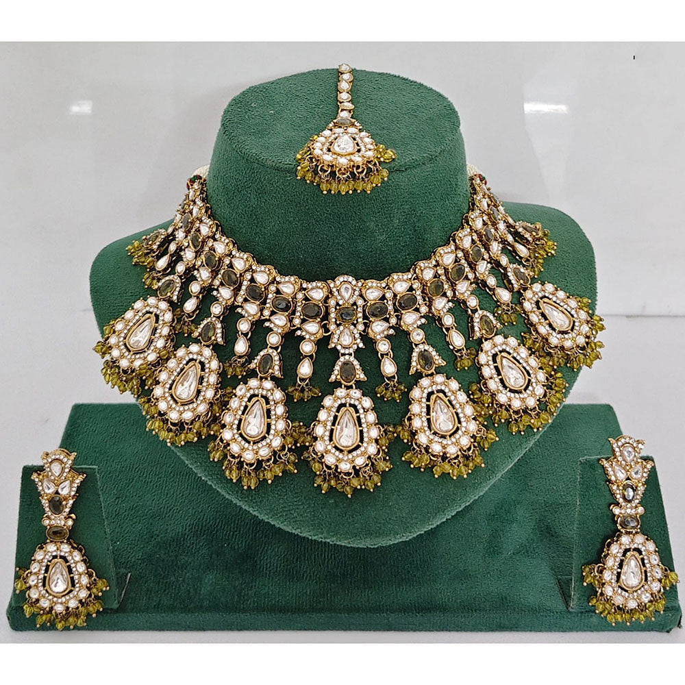 JCM Pota Stone And Austrian Stone Pearl Designer Necklace Set