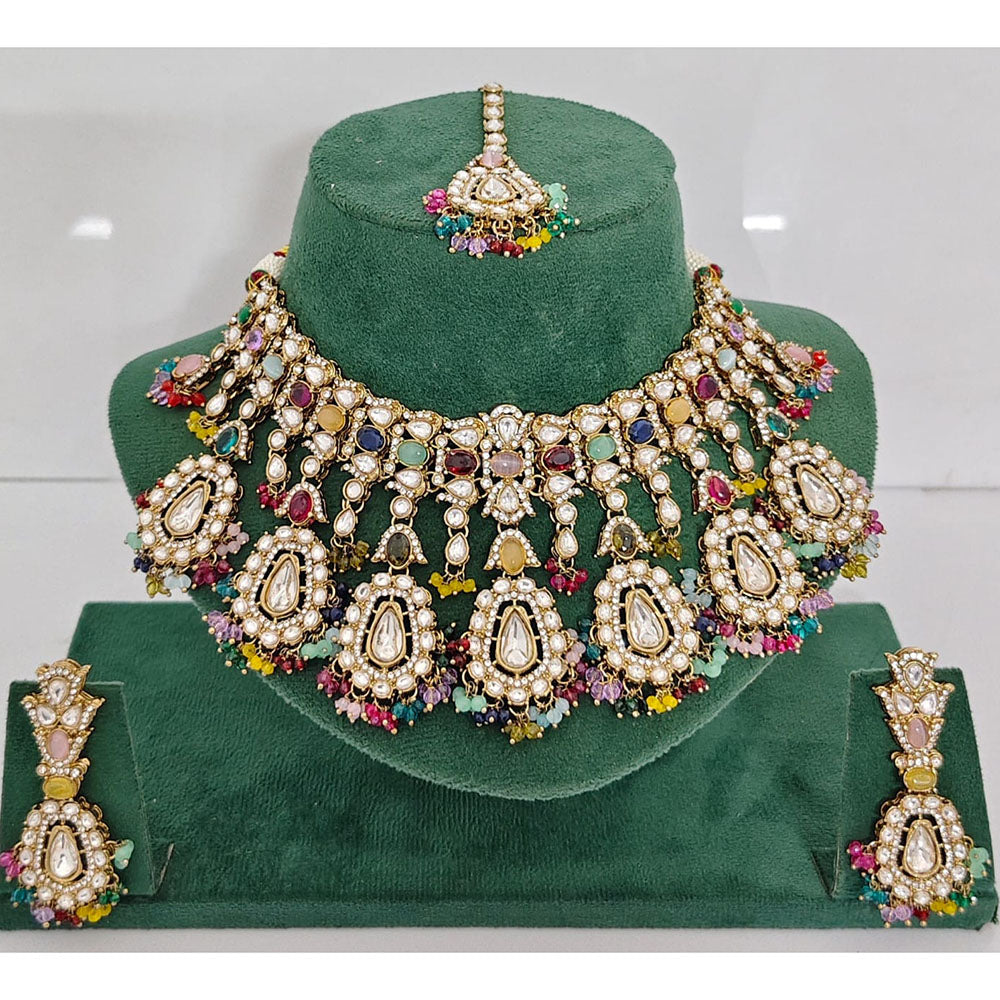 JCM Pota Stone And Austrian Stone Pearl Designer Necklace Set