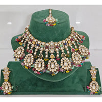 JCM Pota Stone And Austrian Stone Pearl Designer Necklace Set