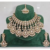 JCM Pota Stone And Austrian Stone Pearl Designer Necklace Set