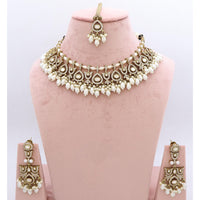 JCM Pota Stone And Austrian Stone Pearl Designer Necklace Set