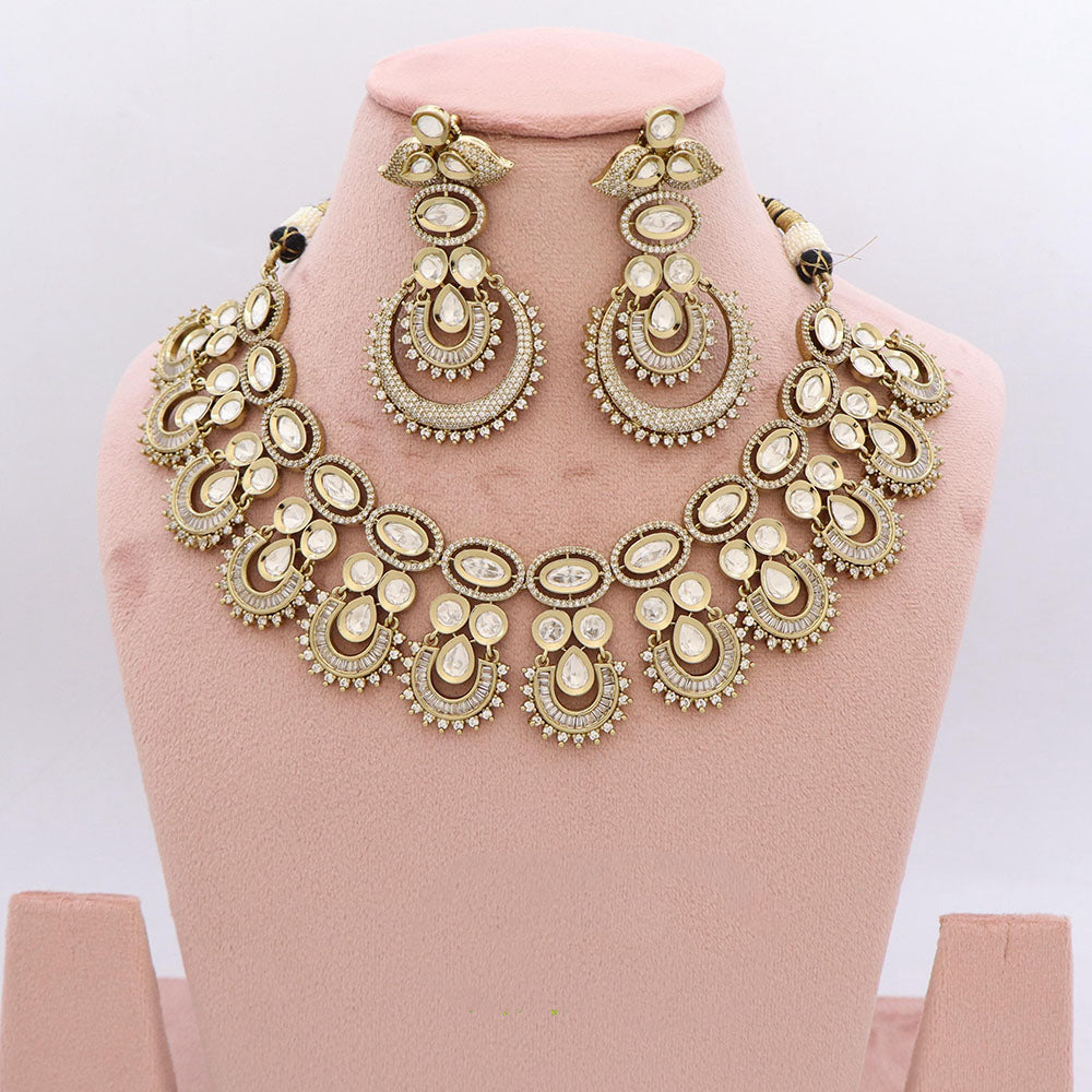 JCM Heritage Polki Kundan Stone Necklace Set