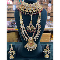 JCM Wedding Pota Stone Pearl And Beads Designer Doubel Necklace Set
