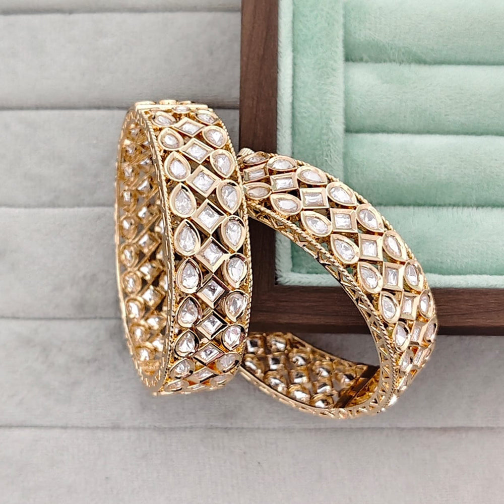 JCM Designer Polki Kundan Stone Openable Bangles Set for Women