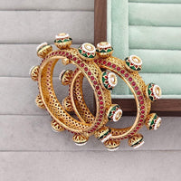JCM Grand Pota Stone And Pearl Openable Bangles Set