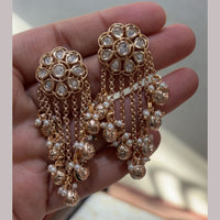 JCM Glamorous Polki Kundan Stone And Pearl Dangler Earrings