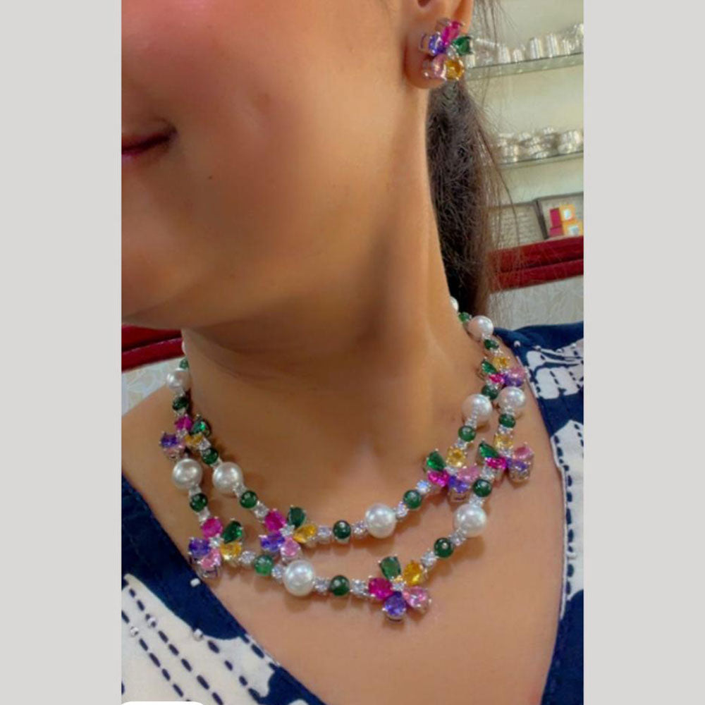 JCM Designer American Daimond And Beads Necklace Set