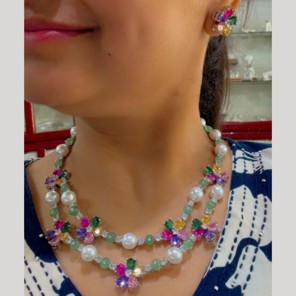 JCM Designer American Daimond And Beads Necklace Set