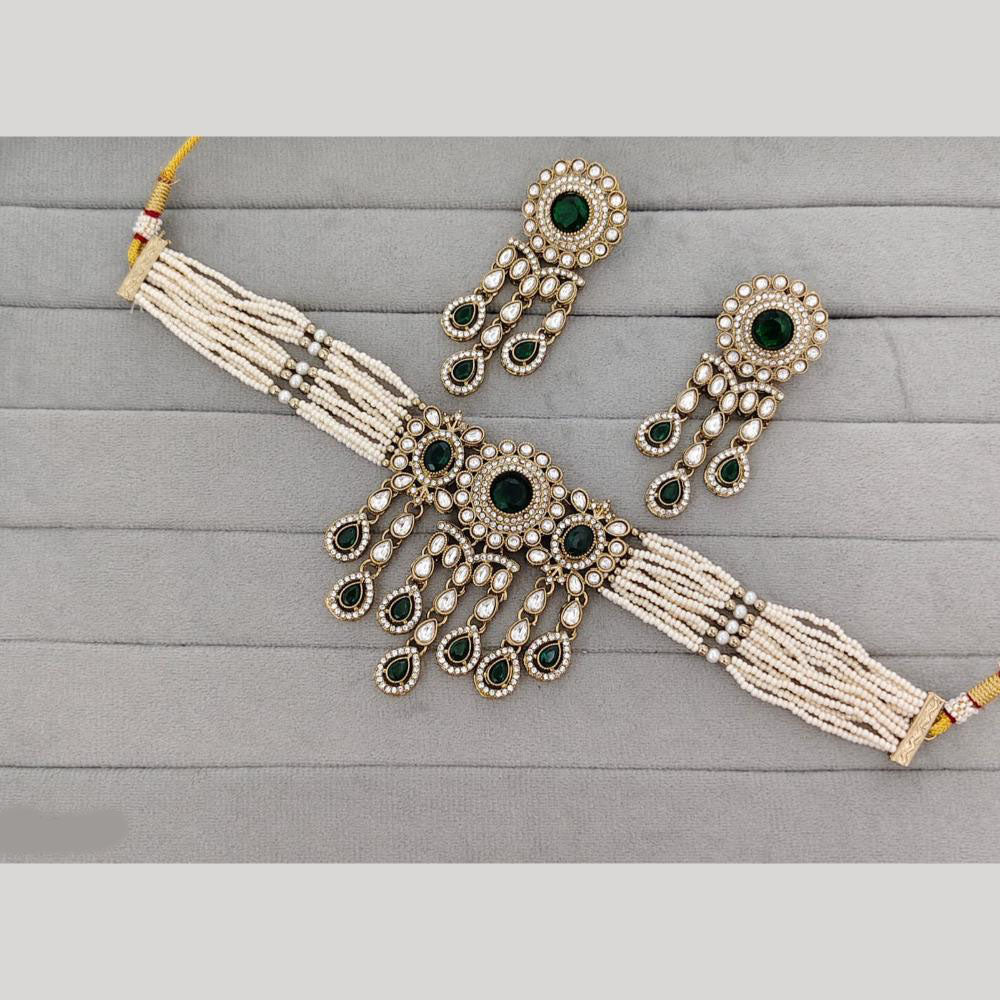 JCM Heritage Polki Kundan Stone And Austrian Stone Choker Necklace Set