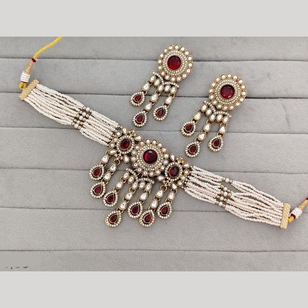 JCM Heritage Polki Kundan Stone And Austrian Stone Choker Necklace Set
