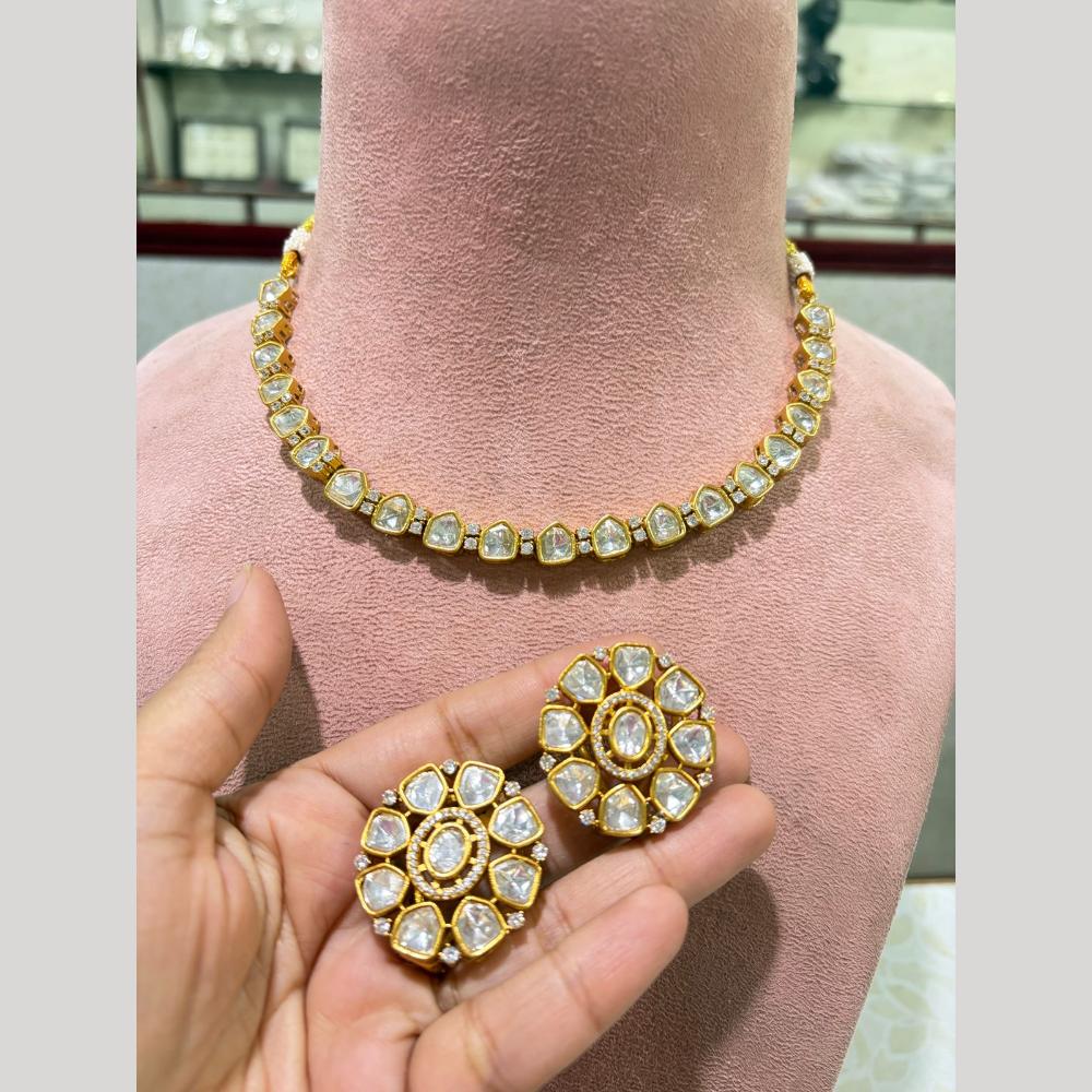 JCM Traditional Polki Kundan Stone Necklace Set