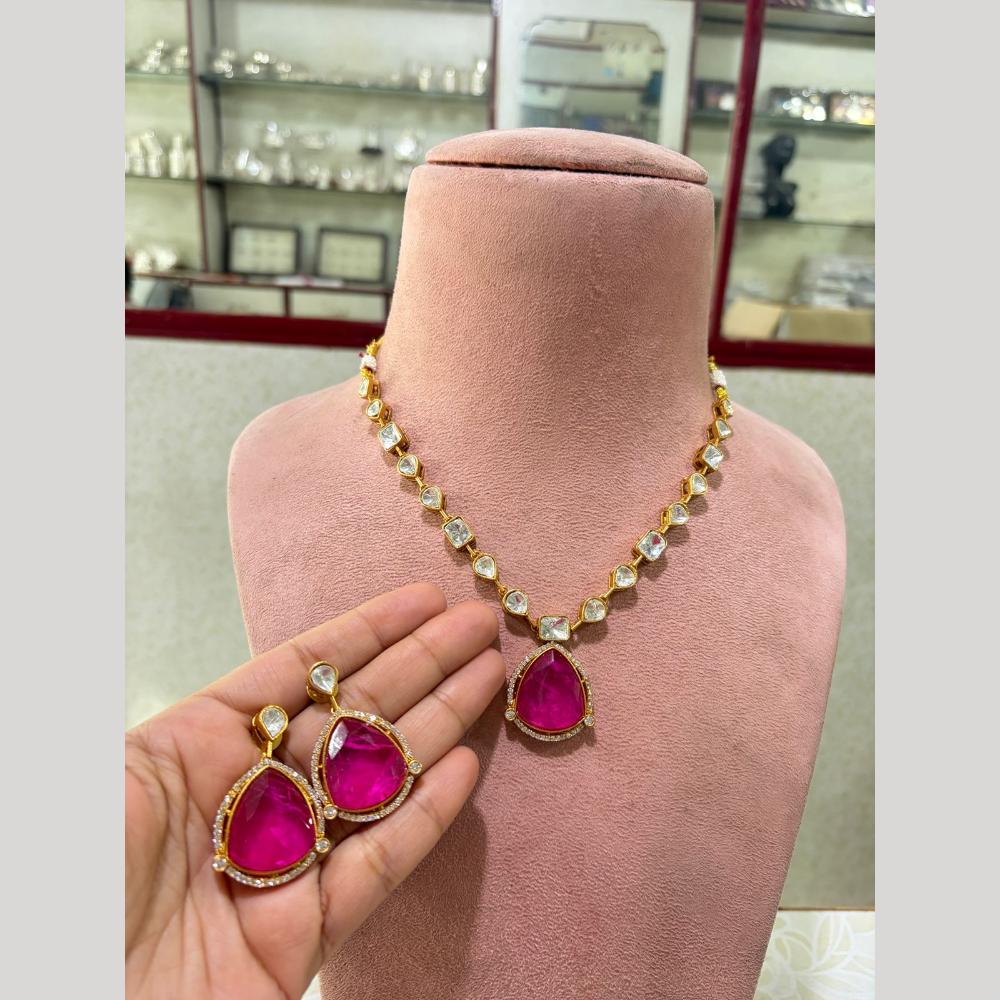 JCM Ethnic Polki Kundan And Austrain Stone Necklace Set
