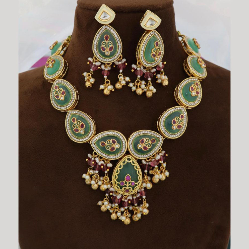 JCM Luxury Pota Stone Beads And Pearl  Necklace Set
