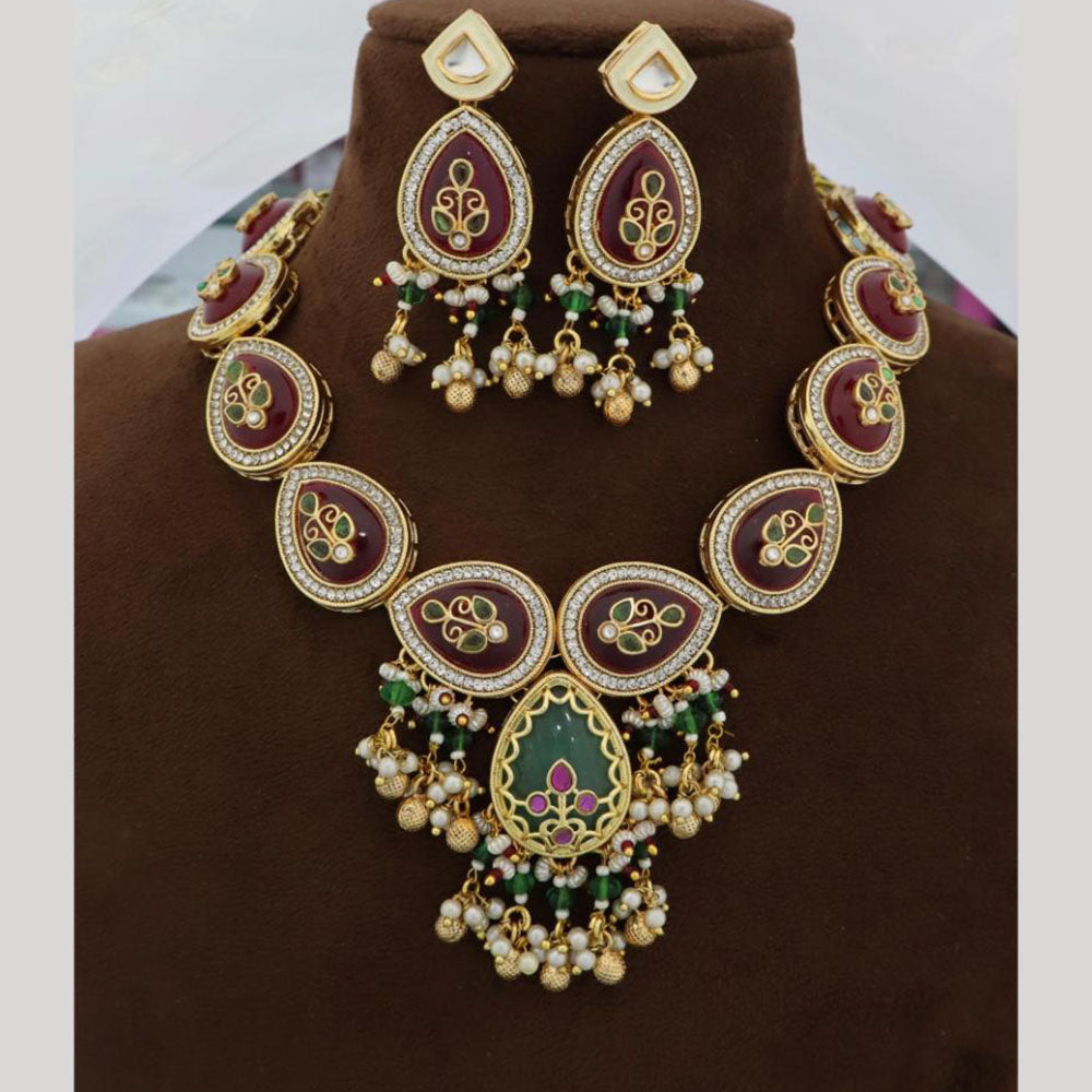 JCM Luxury Pota Stone Beads And Pearl  Necklace Set