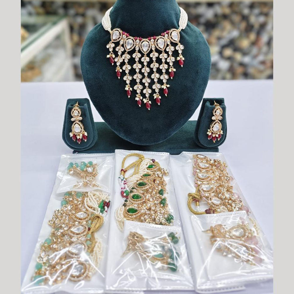 JCM Ethnic Polki Kundan And Austrain Stone Choker Necklace Set