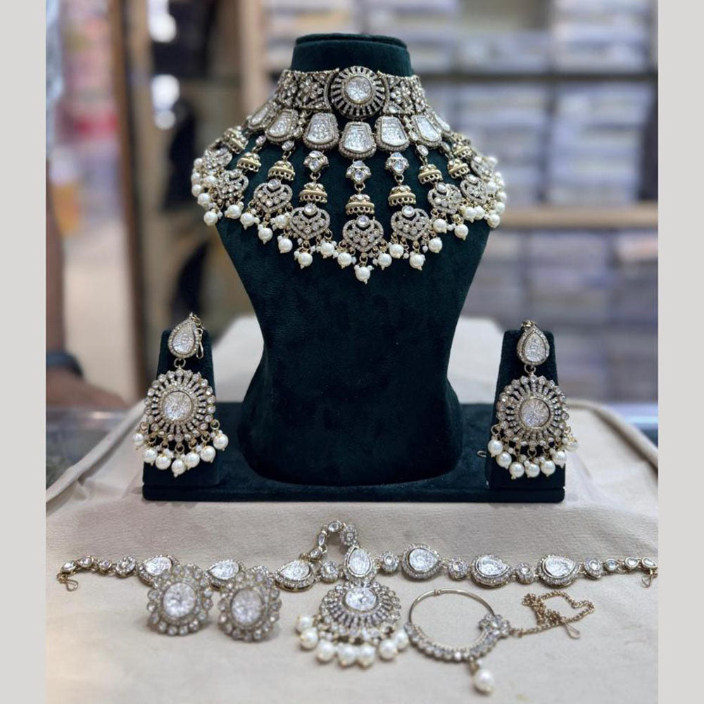 JCM Luxury Pota Stone Beads And Pearl Choker Necklace Set