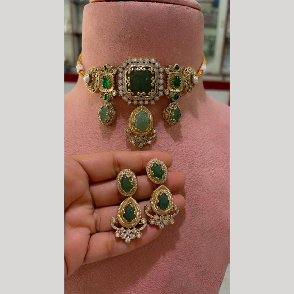 JCM Premium Designer Pota Stone And Austrian Stone Choker Necklace Set