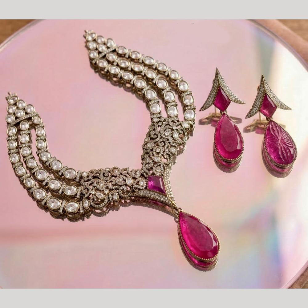 JCM Premium Designer Polki Kundan Necklace Set