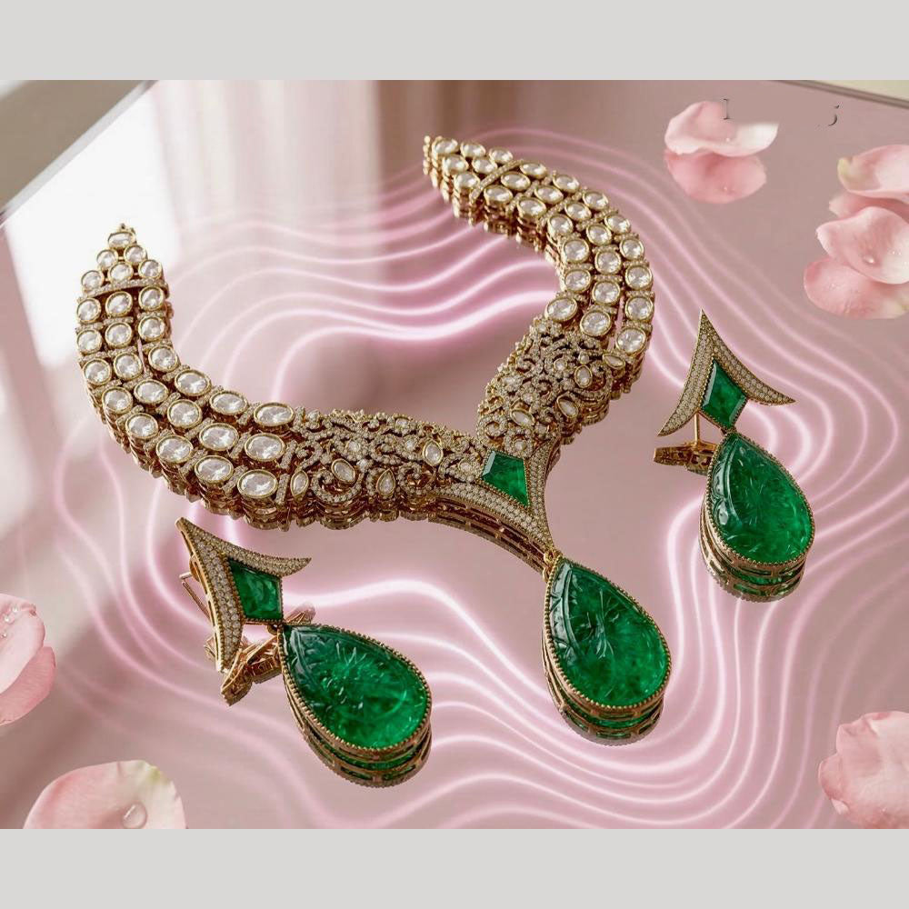 JCM Premium Designer Polki Kundan Necklace Set