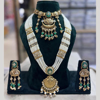 JCM Ethnic Style Pota Stone Beads And Pearl Double Necklace Set