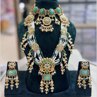 JCM Ethnic Style Pota Stone Beads And Pearl Double Necklace Set
