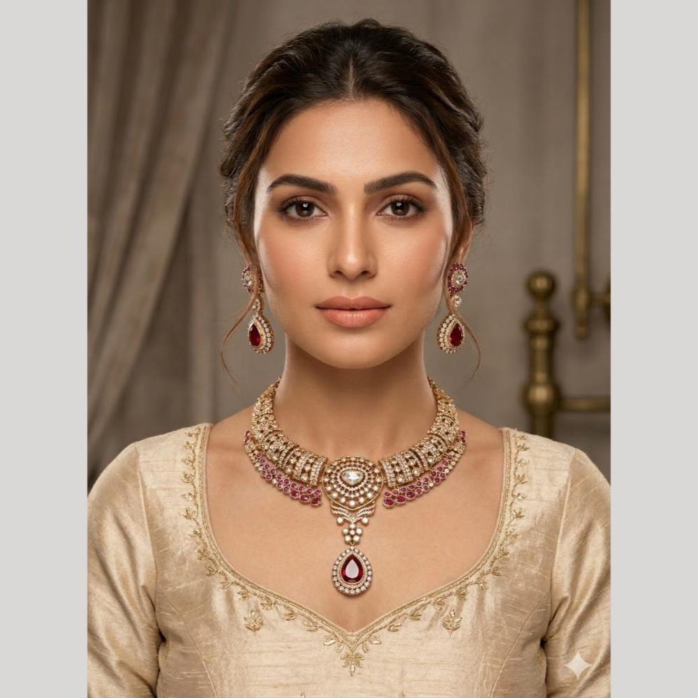 JCM Elegant Crystal Stone And Austrian Stone Necklace Set