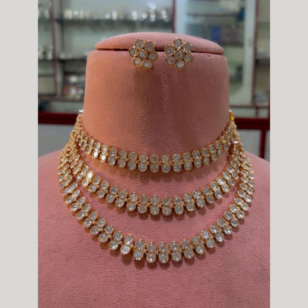 JCM Graceful Polki Kundan Multilayer Necklace Set