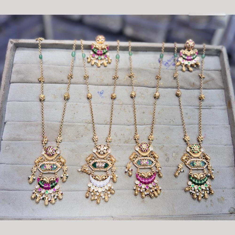 JCM Heritage Pota Stone Meenakari With Beads Long Necklace Set