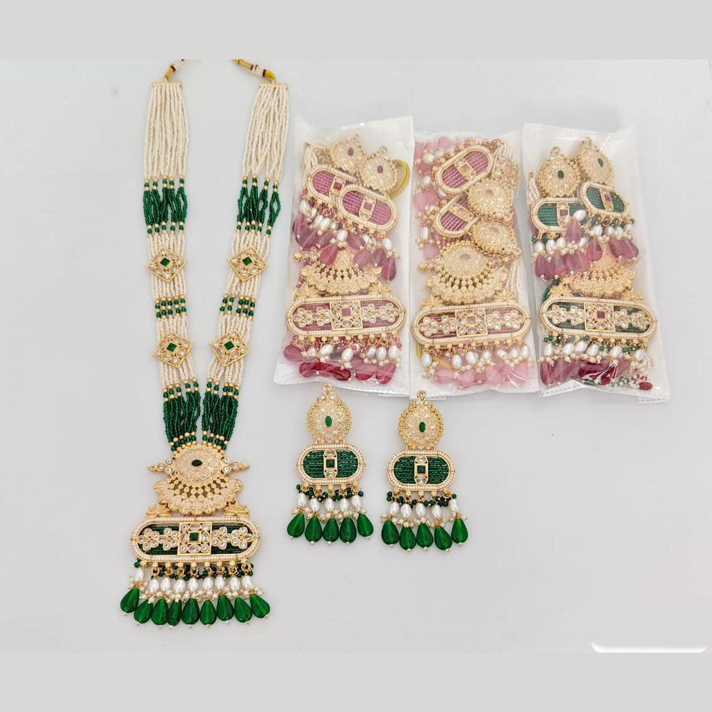 JCM Ethnic Polki Kundan And Austrain Stone Long Necklace Set