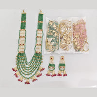 JCM Royal Look Pota Stone And Pearl Long Necklace Set