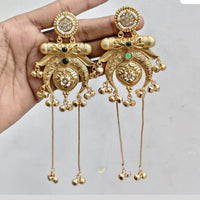 JCM Royal Kashmiri Pota Stone And Pearl Ghungroo Dangler Earrings
