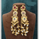 JCM Royal Kashmiri Pota Stone And Pearl Long Dangler Earrings