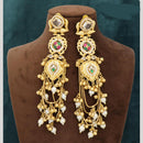 JCM Royal Kashmiri Pota Stone And Pearl Long Dangler Earrings