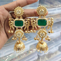 JCM Royal Kashmiri Pota Stone And Pearl Ghungroo Jhumki Earrings