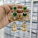 JCM Royal Kashmiri Pota Stone And Pearl Ghungroo Jhumki Earrings
